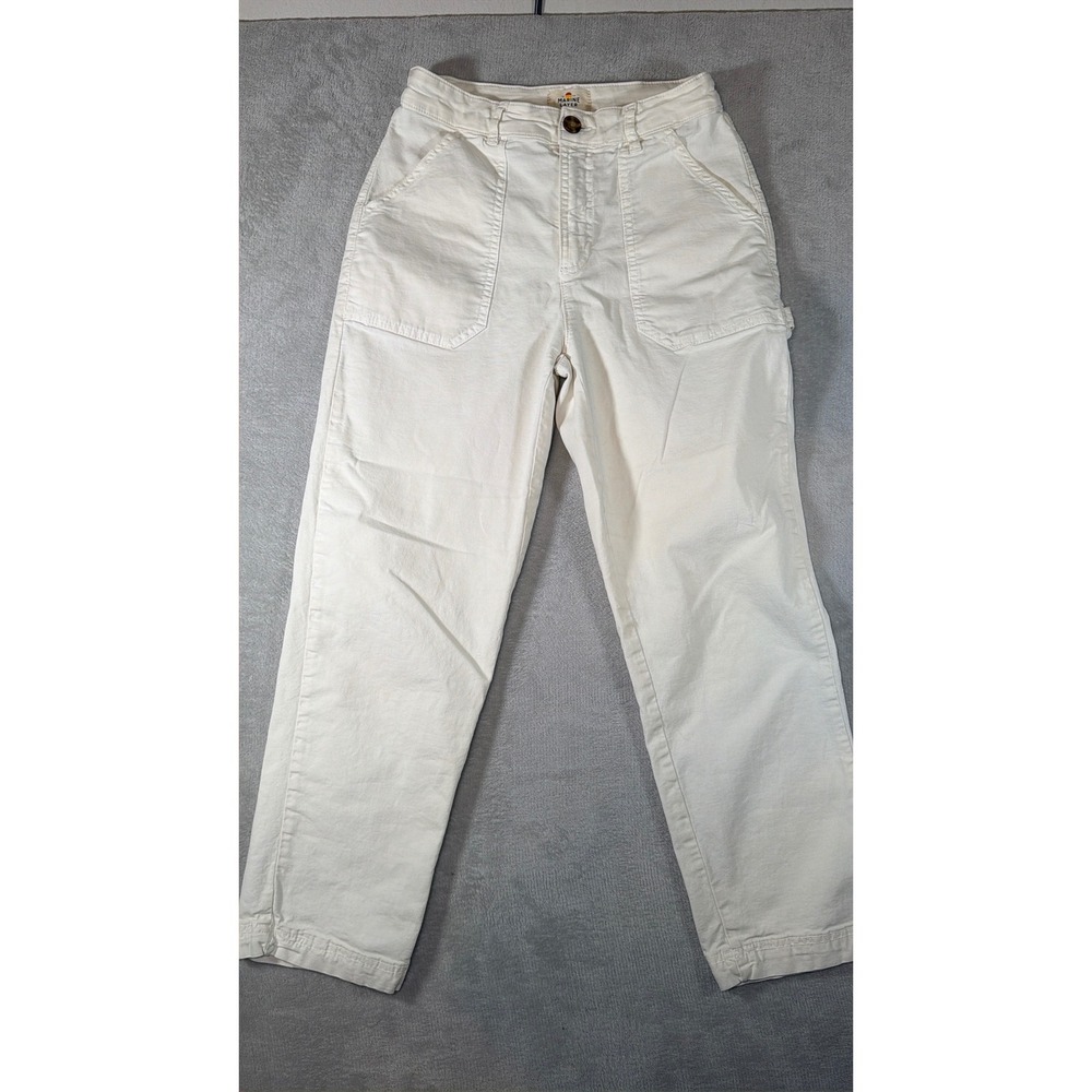 Marine Layer Carpenter Pants Cream Off White Organic Cotton Utility Size 6 14934